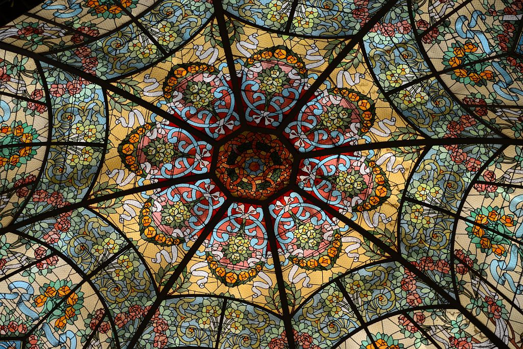 23 Stained Glass Ceiling Above The Golden Room Salon Dorado Teatro Colon Buenos Aires